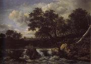 Jacob van Ruisdael Waterfall near oan Oak wood oil painting reproduction